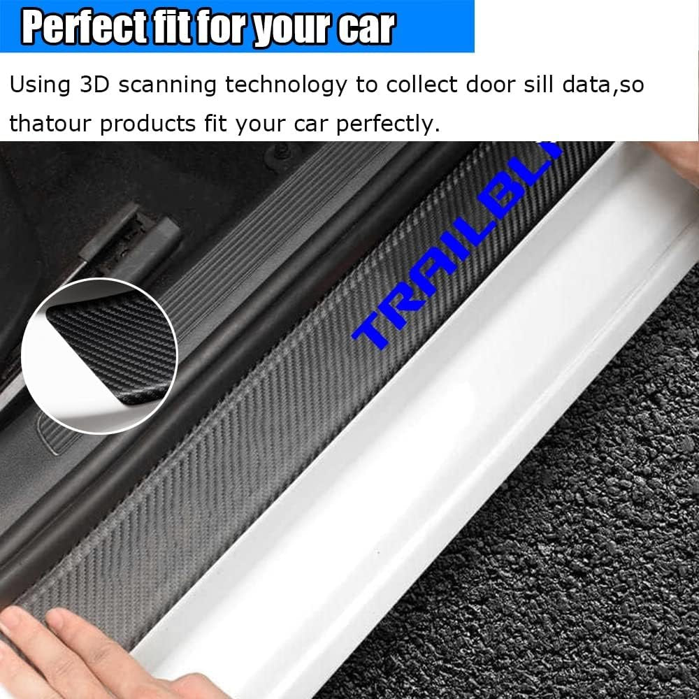 Kakash Custom Interior Accessories for Chevy Trailblazer 2021 2022 2023 Leather Car Door Sill Trim,4D Carbon Fiber Leather Door Entry Guard Sticker 4 pieces/set(Red)