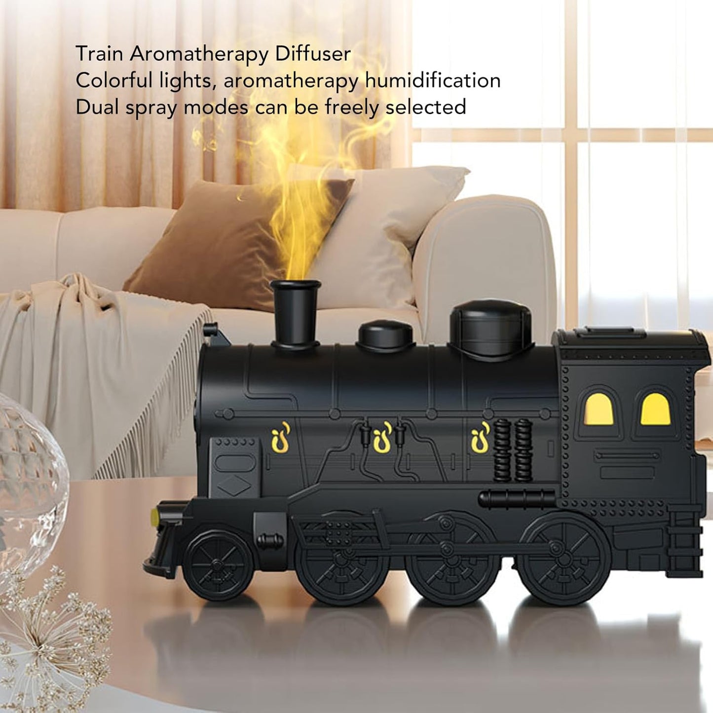 Aromatherapy Diffuser with Colorful Night Light for Bedroom, Essential Oil Diffuser for Home, Train Cool Mist Humidifier, Air Humidifier Diffuser Train Diffuser with Remote Control