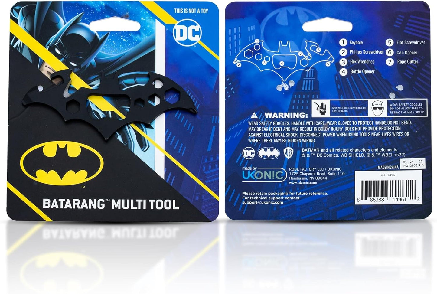 DC Comics Batman Batarang Pocket Size 6-In-1 Portable Multitool Kit | Hand Tool Gadgets For Camping, Survival Gear