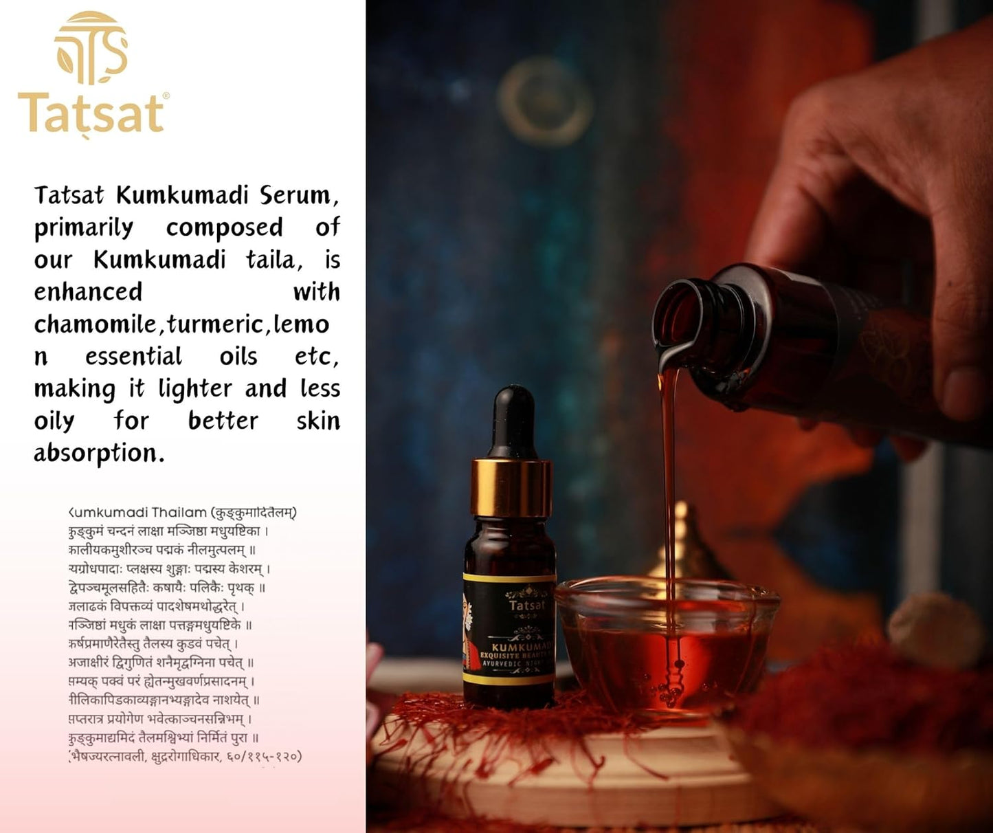 TATSAT Kumkumadi Exquisite Face glow Serum for radiant,spotless wrinkle free skin.anti aging,non oily-10m