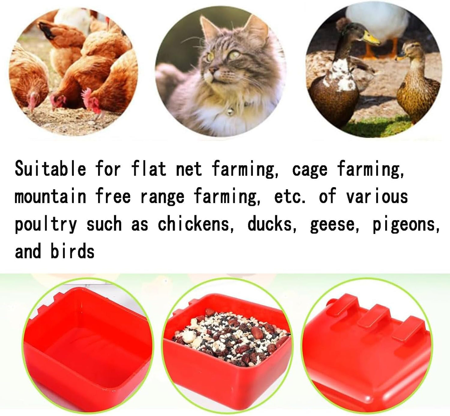 TJHypenete 6PCS Bird Cage Cups, Chicken Feeder Water Cups, Plastic Bird Coop Trough, Chicken Coop Hanging Feeding Cup, Wire Cage Supplies, Small Animal Feeder Bowl for Gamefowl Parrot Parakeet Poultry