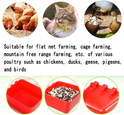 TJHypenete 6PCS Bird Cage Cups, Chicken Feeder Water Cups, Plastic Bird Coop Trough, Chicken Coop Hanging Feeding Cup, Wire Cage Supplies, Small Animal Feeder Bowl for Gamefowl Parrot Parakeet Poultry