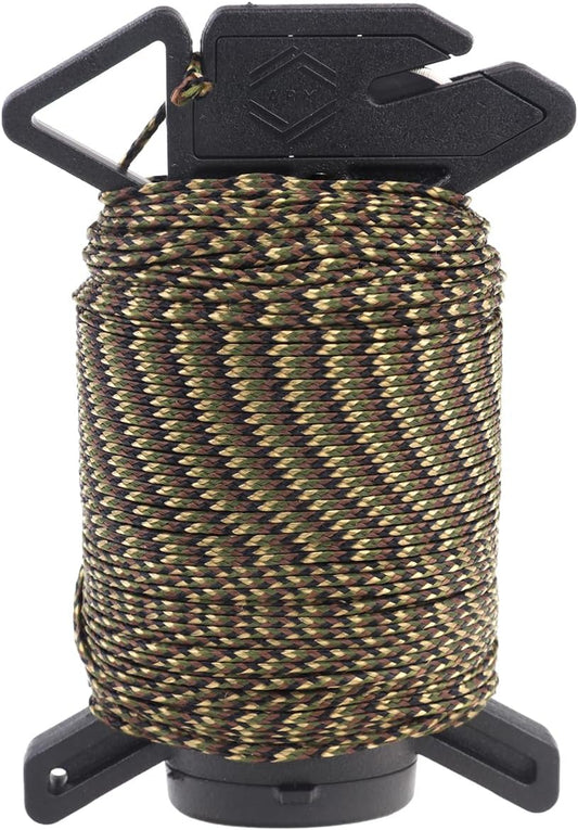 Atwood Rope Ready Rope™ Micro Cord Dispenser 125ft 100lb Test, Camping Gear Survival Tool, Built in Storage, Cutting Blade, Cord Grip, Gear Loop, Made in USA (Ground War)