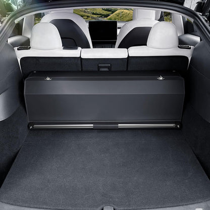 XCF Car Trunk Organizer for 2022-2023 Tesla Model Y (5-Seater), Leather Trunk Organizer with Lid and Push-pull Handle Large Suv Storage Organizer (Black, 37.01 x 11.42 x 12.2in)