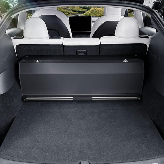 XCF Car Trunk Organizer for 2022-2023 Tesla Model Y (5-Seater), Leather Trunk Organizer with Lid and Push-pull Handle Large Suv Storage Organizer (Black, 37.01 x 11.42 x 12.2in)