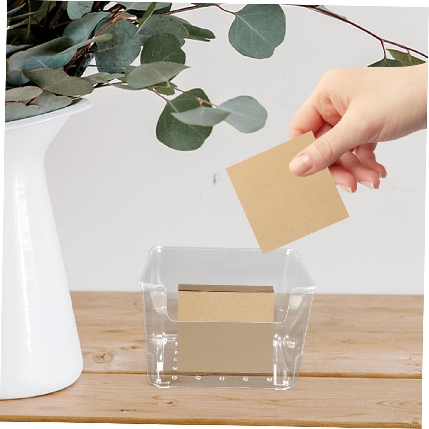 CIMAXIC Clear Memo Organizer Case Durable Storage Box for Desktop Notepad Paperclip Holder Compact and Stylish Office Supplies for Efficient Workspace Organization