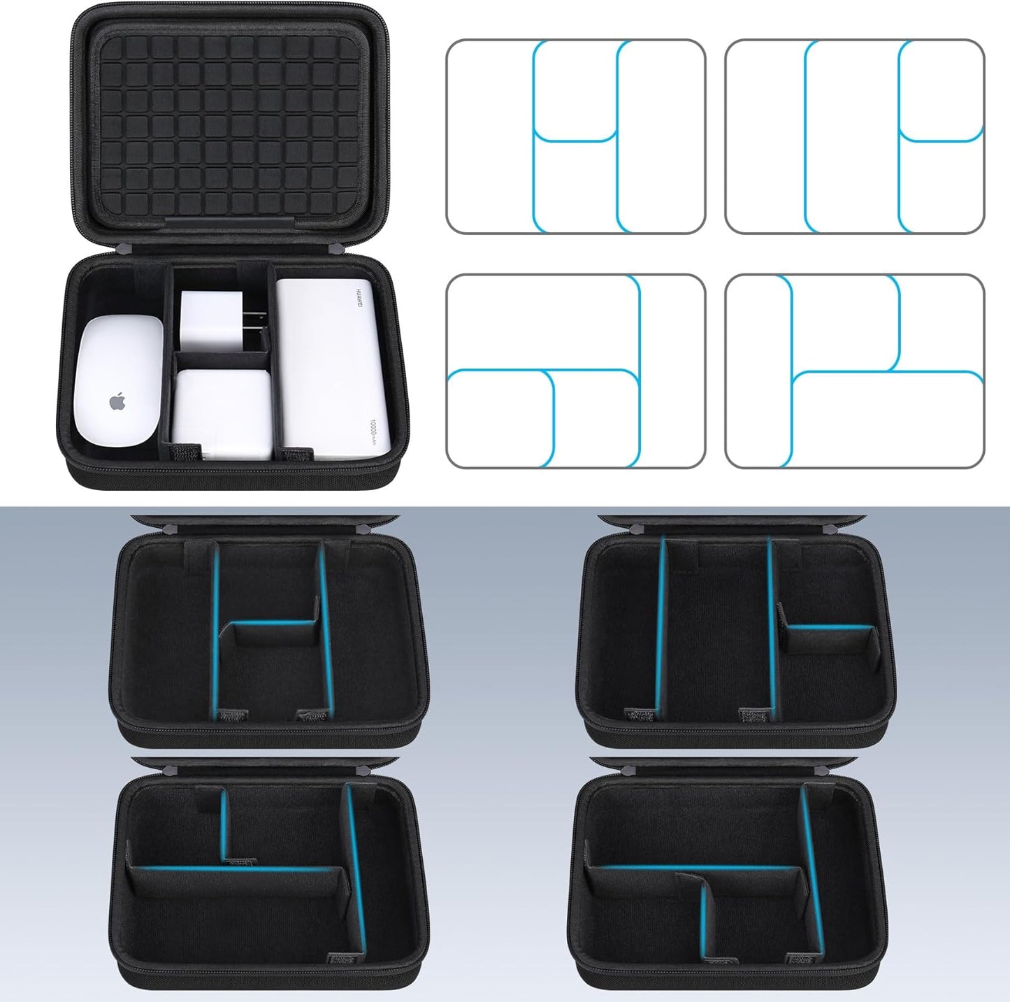 Lacdo Electronic Organizer Electronic Cables Bags Travel Accessories Case Travel Cable for Charger, SD Card, Mouse, Cable, USB Stick, Power Bank Small Bag, Black