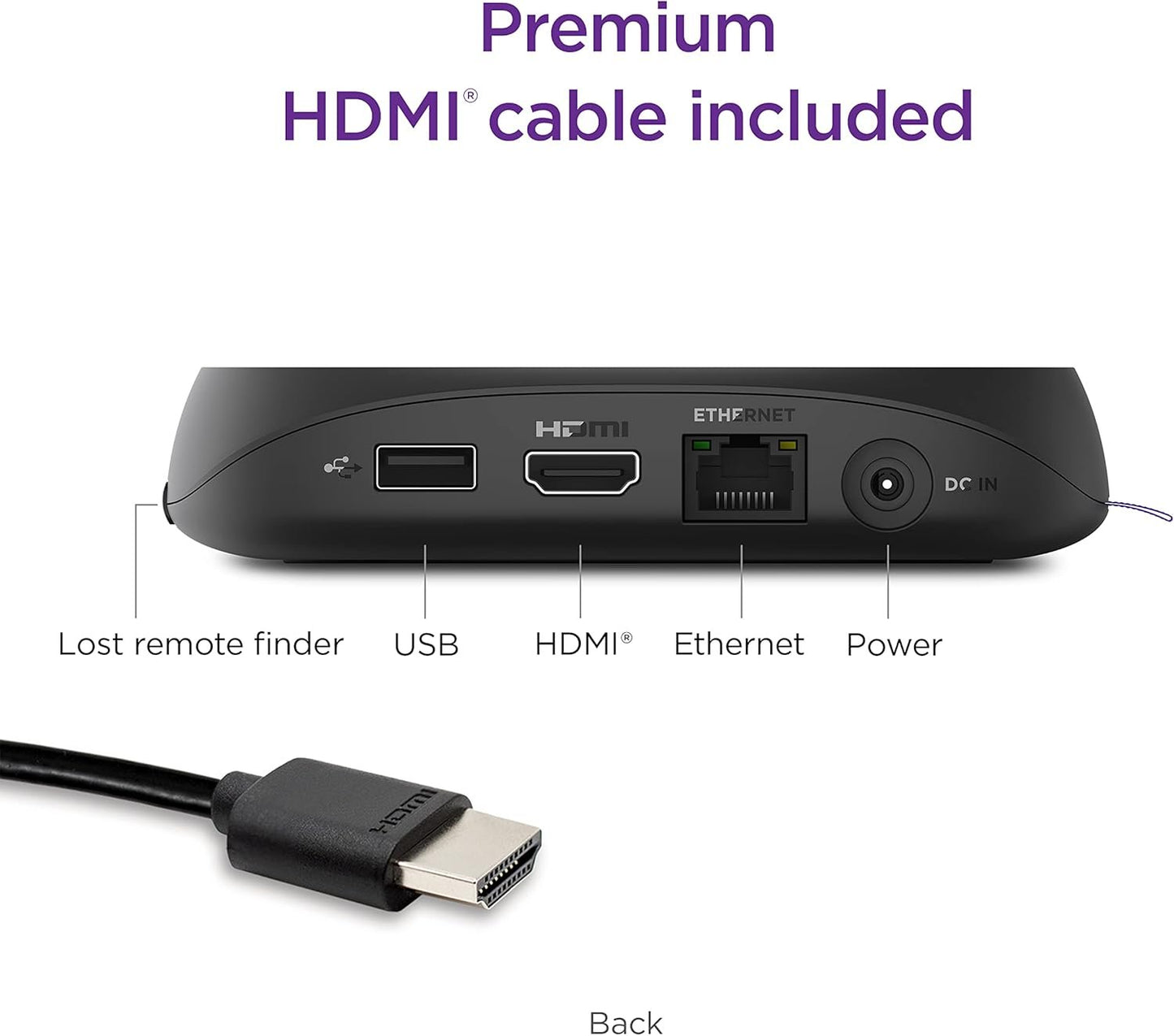 Roku Ultra | The Ultimate Streaming Device 4K/HDR/Dolby Vision/Atmos, Rechargeable Roku Voice Remote Pro, Ethernet Port, Hands-Free Controls, Lost Remote Finder, Free & Live TV