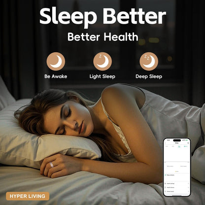 Smart Ring Sports Ring Sleep Tracker Fitness Tracker Ring Charging Box Android/iPhone Compatible Smart Ring IP68 Waterproof (8#)