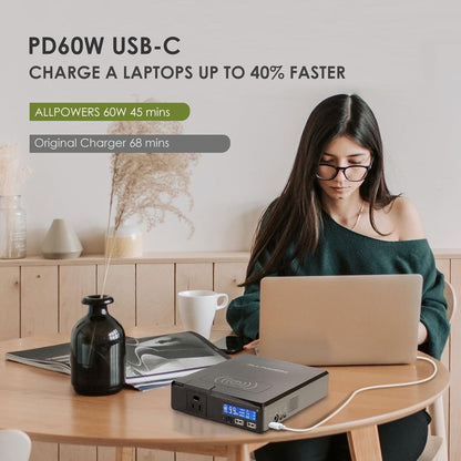 ALLPOWERS Portable Power Station 200W, 154Wh Outdoor Power Bank with AC Outlets USB Ports Wireless Charger, Portable Power Station for Laptop Phone Camera Tablet Camping Emergency