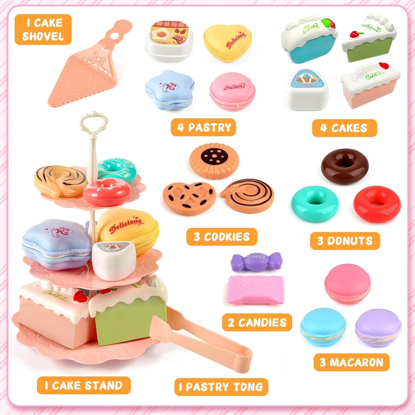 Flower Tea Set for Little Girls, Birthday Gift for Age 3 4 5 6 Year Old, Toddler Toys Tea Party Set for Little Girls, Princess Kids Kitchen Pretend Toy with Tin Tea Set, Desserts & Carrying Case