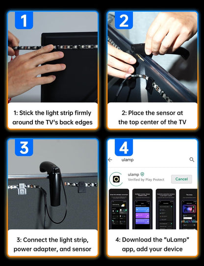 FFJ TV Lights That Change with TV, 18ft Cuttable TV LED Backlight for 75-85 Inch Screen and PC Monitor, TV Backlight with Sensor, Smart App Control, Game & Music Sync Color Changing Light