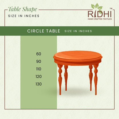 Ridhi 100% Cotton Tablecloth for Kitchen Dining Tabletop Decoration Picnic Events Parties Weddings Block Print Round Tablecloths (Dark Salmon Pink, 4 Seater 60 INCH Round)