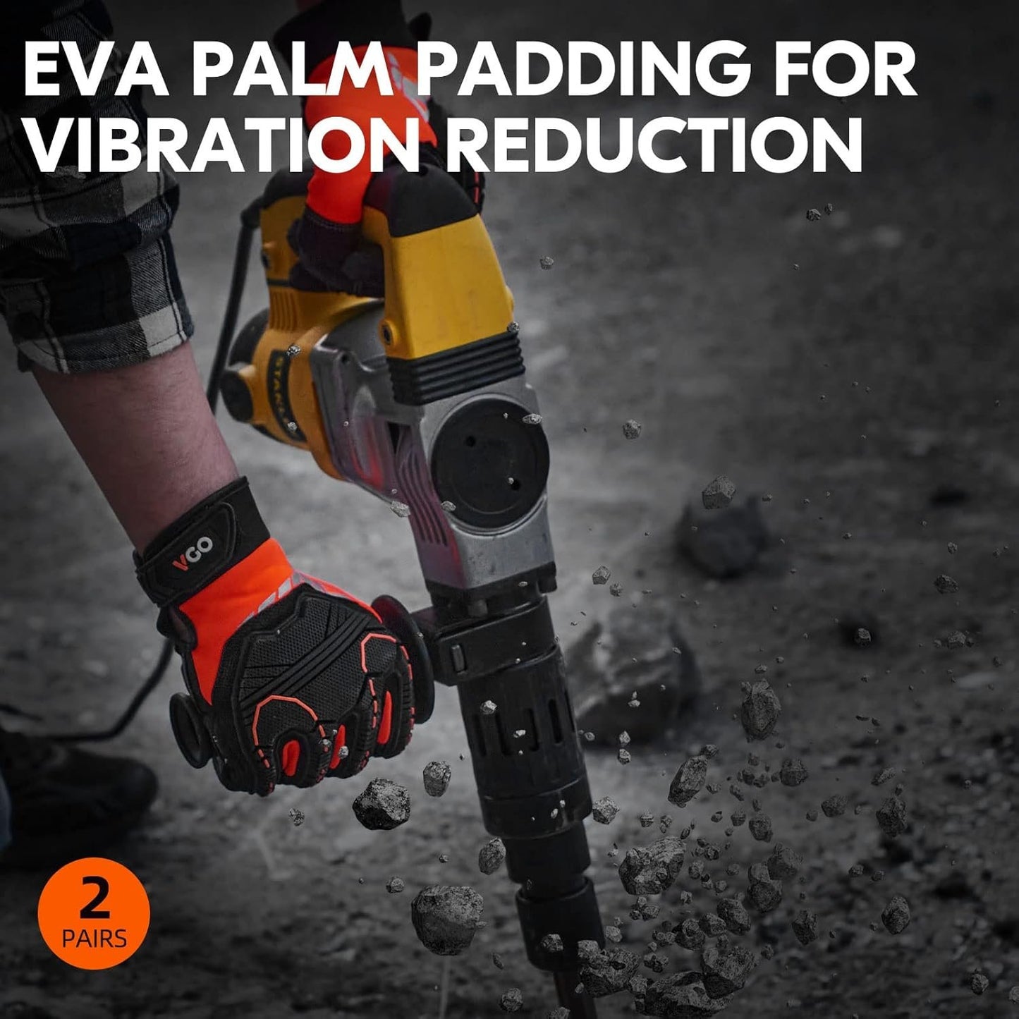 Vgo High Dexterity Heavy Duty Mechanic Glove,Anti-Vibration,Anti-Abrasion,Touchscreen,Rigger Glove(SL8849)