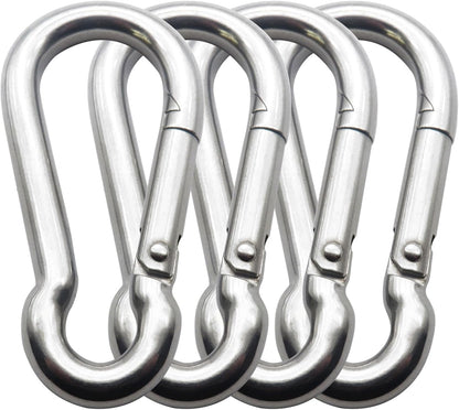 3.1 Inch 4 Pack Spring Snap Hook-M8x80mm, Cable Machine Accessories for Home Gym Pulldown Attachment, Exercise Machine, Heavy Duty Steel Clip for Outdoor Fitness