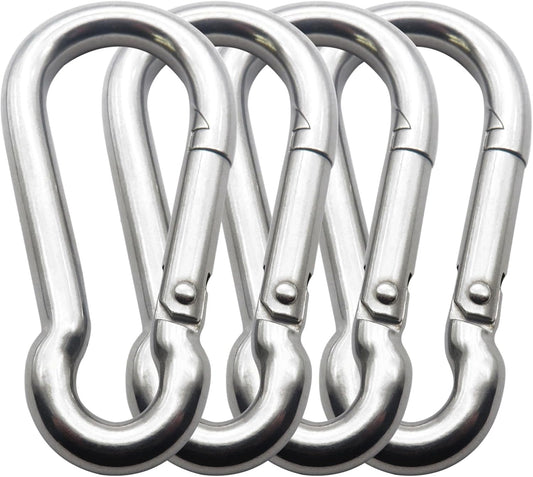 3.1 Inch 4 Pack Spring Snap Hook-M8x80mm, Cable Machine Accessories for Home Gym Pulldown Attachment, Exercise Machine, Heavy Duty Steel Clip for Outdoor Fitness