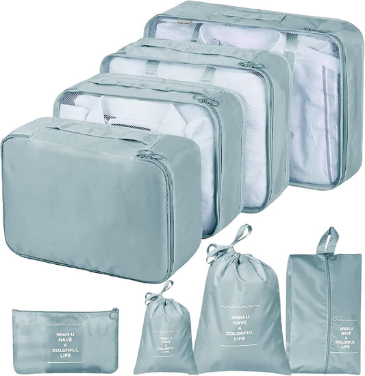 GOOGIT Set of 8 Organiser Suitcase for Travelling Holidays Clothes Shoes Packing Cubes Travel Organizer