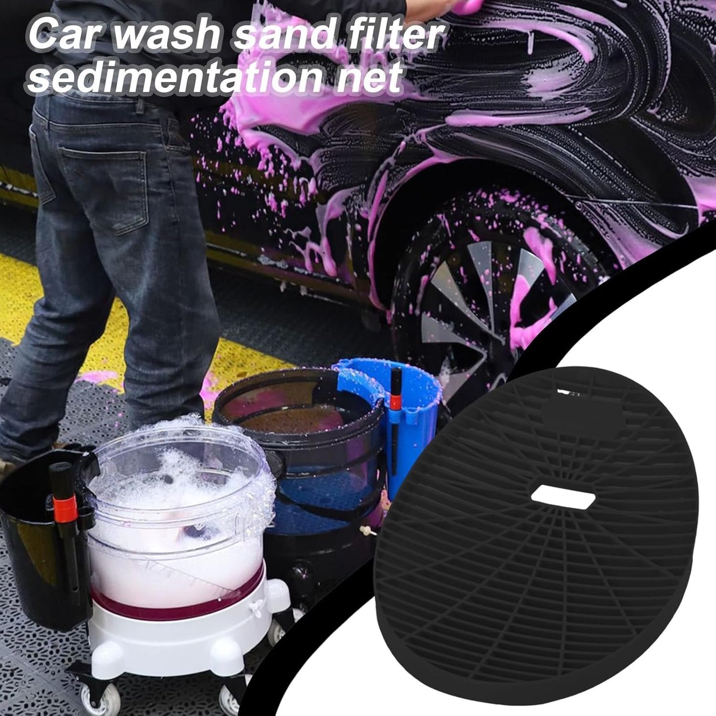 Car Wash Bucket Insert, Dirt Guard Filter, Auto Cleaning Net, Spot Detailing Accessory, Automotive Cleaner Sturdy, ABS, 13,19 x 10,63 x 2,56 pollici, for Efficient Debris, Care Tool