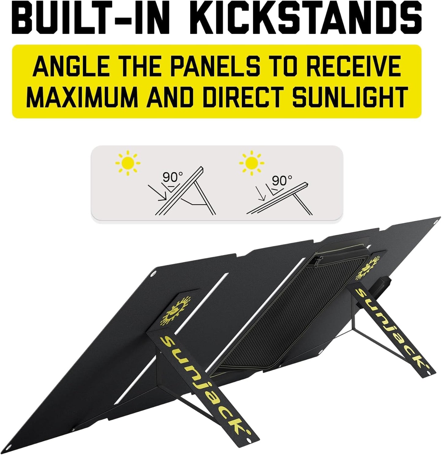 SunJack 40W Folding Portable Solar Panel Charger with Kickstands, IP67 Waterproof ETFE and DC/USB-A QC3.0 / USB-C PD30 for Cell Phone, Laptop, Power Station, Backpacking, Camping, Hiking, Emergency