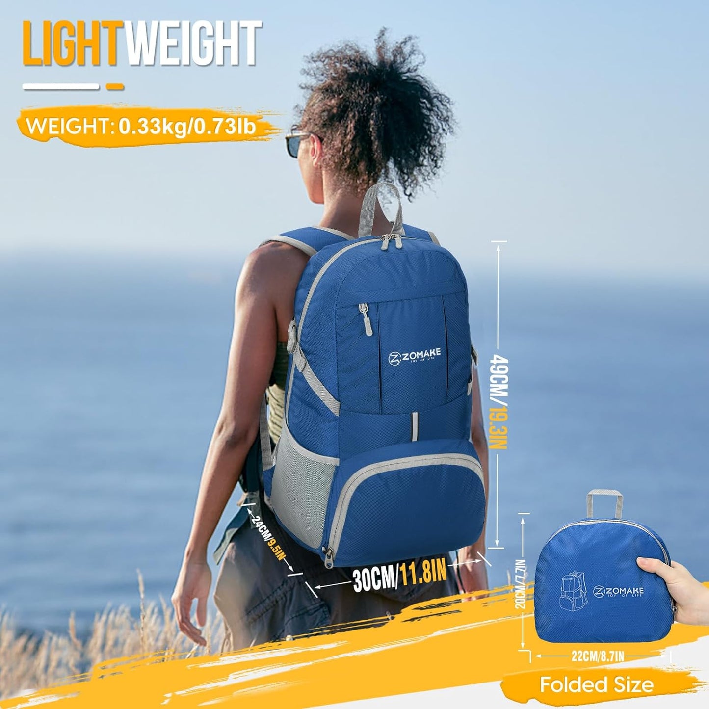 ZOMAKE Foldable Backpack 35L - Lightweight Packable Hiking Daypack Water Resistant Folding Backpacks for Travel Camping Outdoor