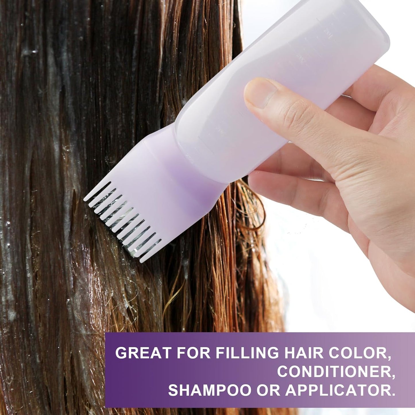 Gezimetie Root Comb 3 Pcs Scalp Massage Brush Applicator Bottle Hair Coloring Scalp Treatment Tools (Purple)