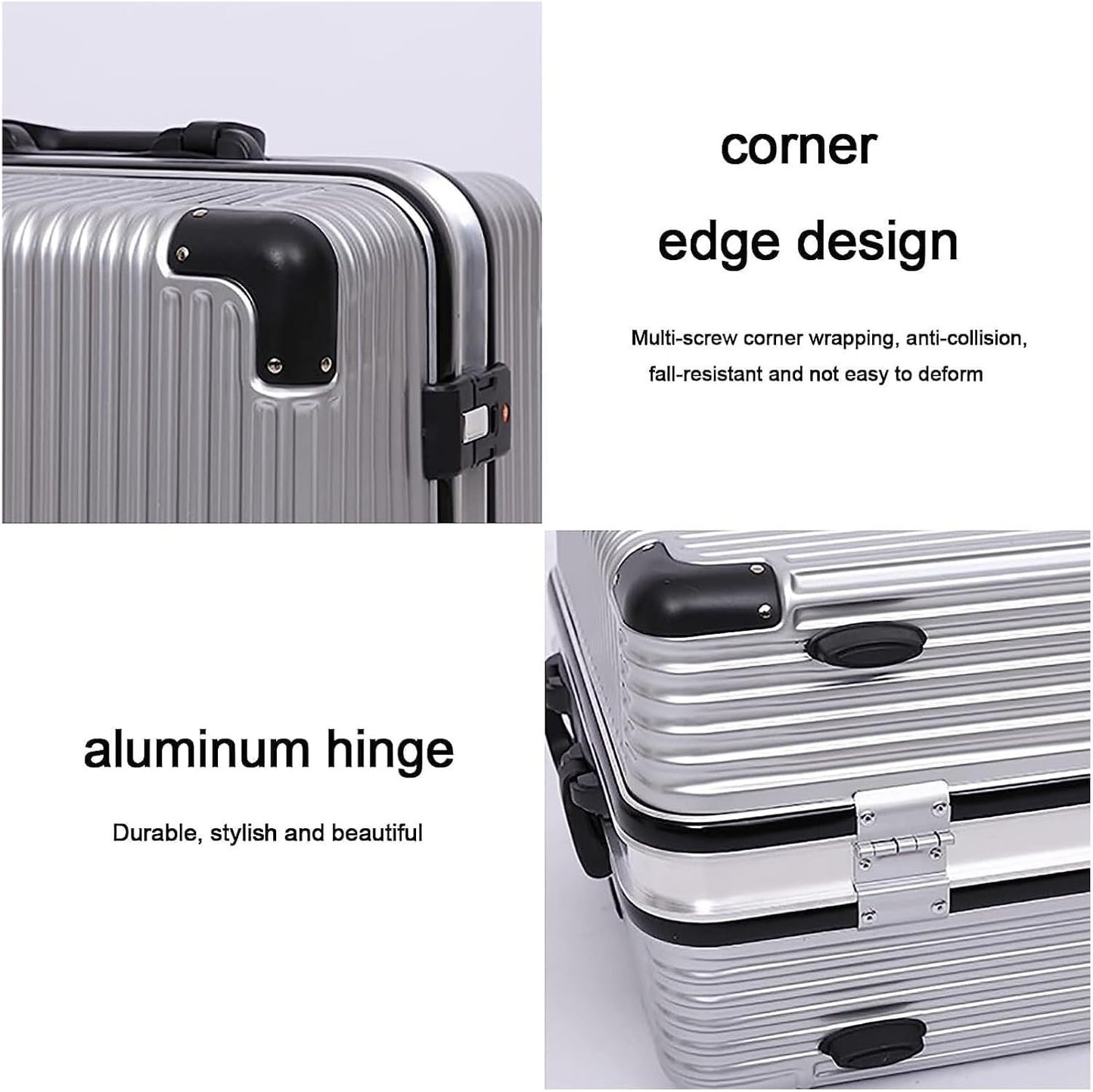 Suitcase Suitcases with Wheels Aluminum Frame Carry On Luggage Security Combination Lock Suitcase Adjustable Trolley Luggage Durable(20 inches)