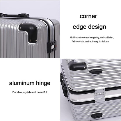 Suitcases Suitcases with Wheels Aluminum Frame Carry On Luggage Security Combination Lock Suitcase Adjustable Trolley Luggage Travel(Size:20 inches)