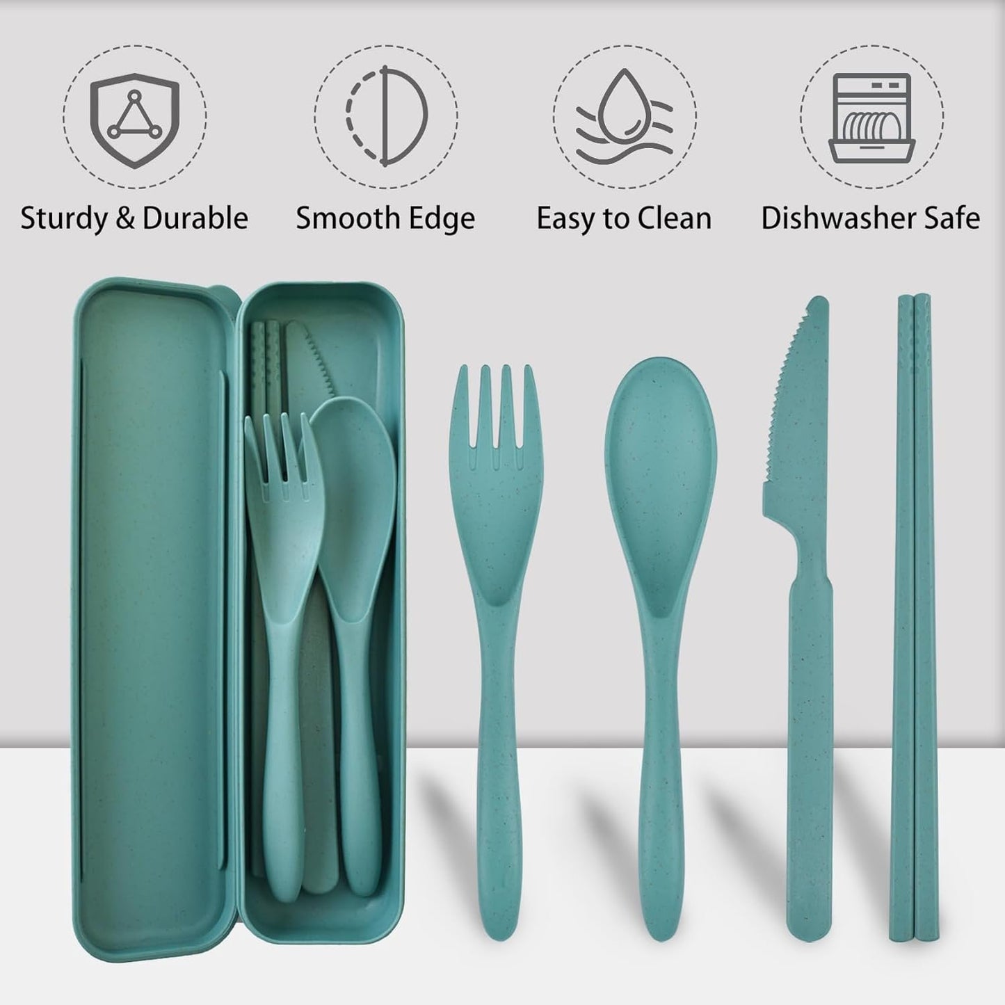 4 Sets Portable Utensils Set with Case, Travel Camping Cutlery Set, Colorful Cutlery Set Chopsticks Fork Spoon Knife with Case, Flatware Sets for Kids Adults, Camping Eating Utensils Sets