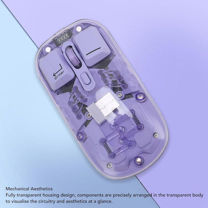 Transparent Mouse, 3000FPS Magnetic Mouse Silent Mouse with 3 Adjustable DPI, RGB Portable Mouse for Laptop PC Gaming (Purple)