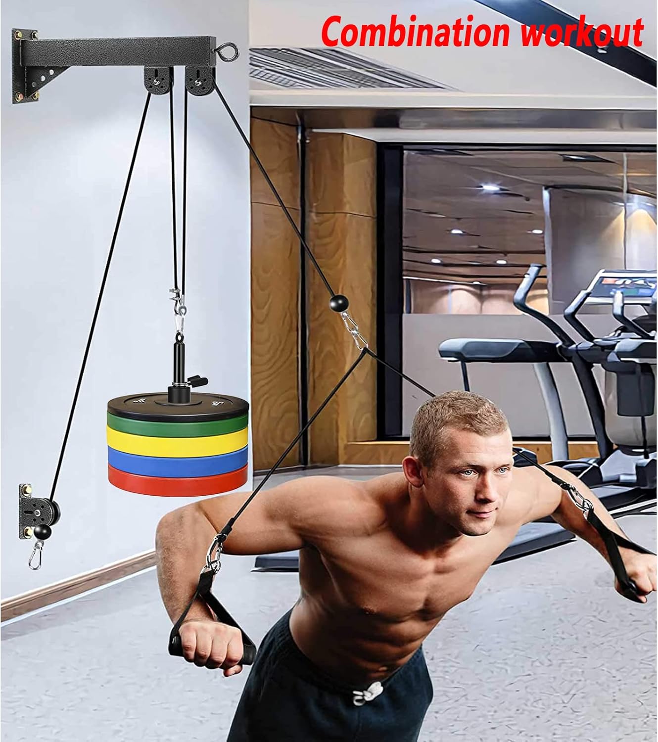Cable Pulley System Gym Upgraded Home Strength Training Equipment Workout Accessories LAT Pull Down Fitness for Triceps Pull Down Biceps Curl Back Forearm Shoulder