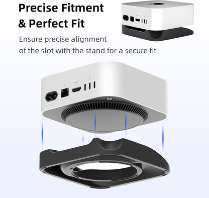 ELETIUO Desk Stand for Mac mini M4/M4 Pro 2024,Silicone Desktop Mount with Heat Dissipation,Anti-Slip Base,Easy Power Button Access,Space-Saving for Improved Cooling & Desk Organization,Black