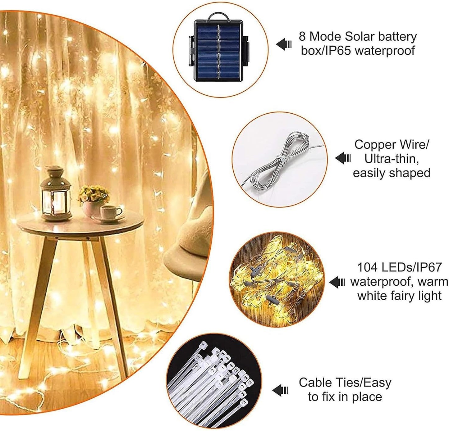 Solar Powered Umbrella Light - LED String Lamp Outdoor with Multiple Modes for Garden or Patio | Waterproof Hanging Light for Garden, Deck, Lawn, Ideal for Night Ambience and