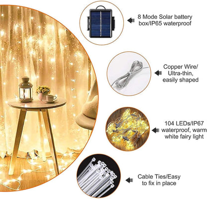Solar Powered Umbrella Light - LED String Lamp Outdoor with Multiple Modes for Garden or Patio | Waterproof Hanging Light for Garden, Deck, Lawn, Ideal for Night Ambience and
