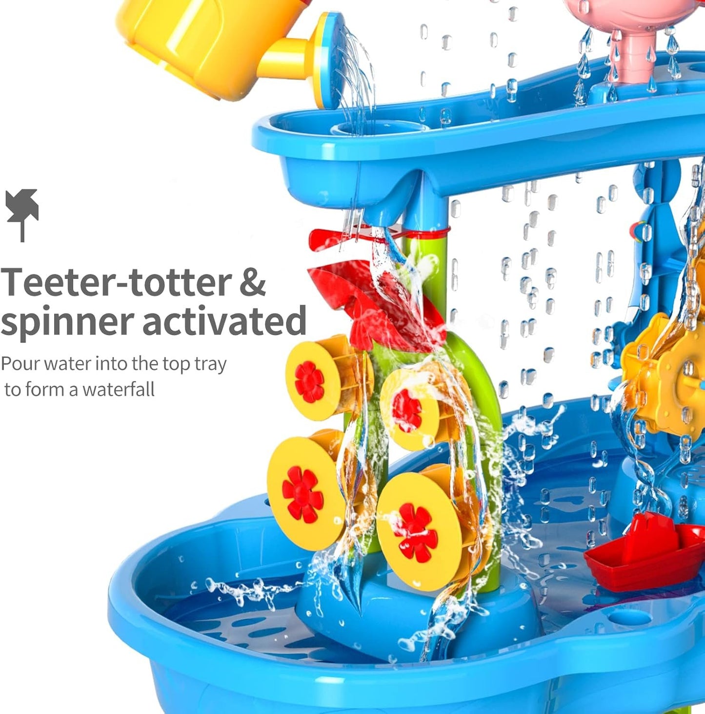 Kids Sand Water Table Toys for Toddlers, 3-Tier Outdoor Sand and Water Play Table Toys for Toddlers Kids, Kids Beach Toys Activity Sensory Play Table Beach Summer Outside Toy for Toddler Age 3-5