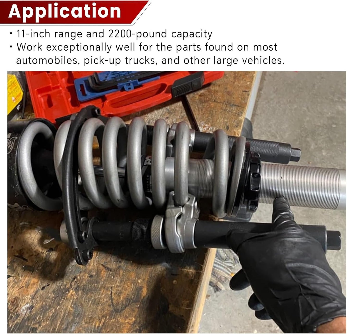 ATPEAM Coil Spring Compressor Tool - Heavy Duty 2200lb Capacity with Safety Guard and 11in Jaw Opening