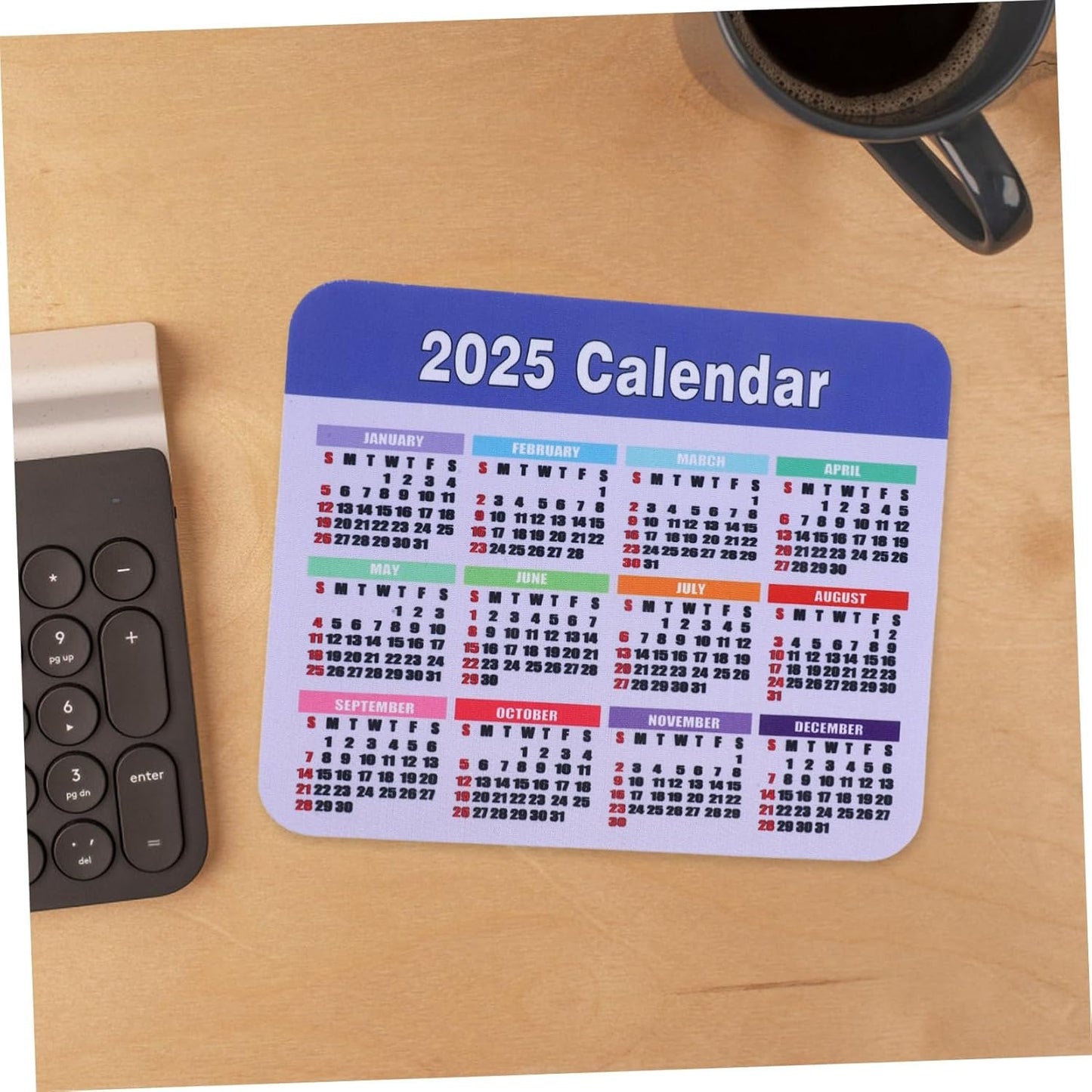 Veemoon Calendar Mouse Pad Non Slip Rubber Base for Office Home Use Quick Date Reference Desk Mat Enhances Productivity with Creative Design Computer Mousepad for Laptop Desktop