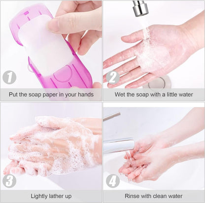 BEANPRECOY 15 Boxes Soap Sheets, 300 Sheets Travel Soap Paper Sheets Disposable Hand Washing Bath Scented Paper with Plastic Box, Mini Travel Portable Paper Soap for Travel and Outdoor Camping