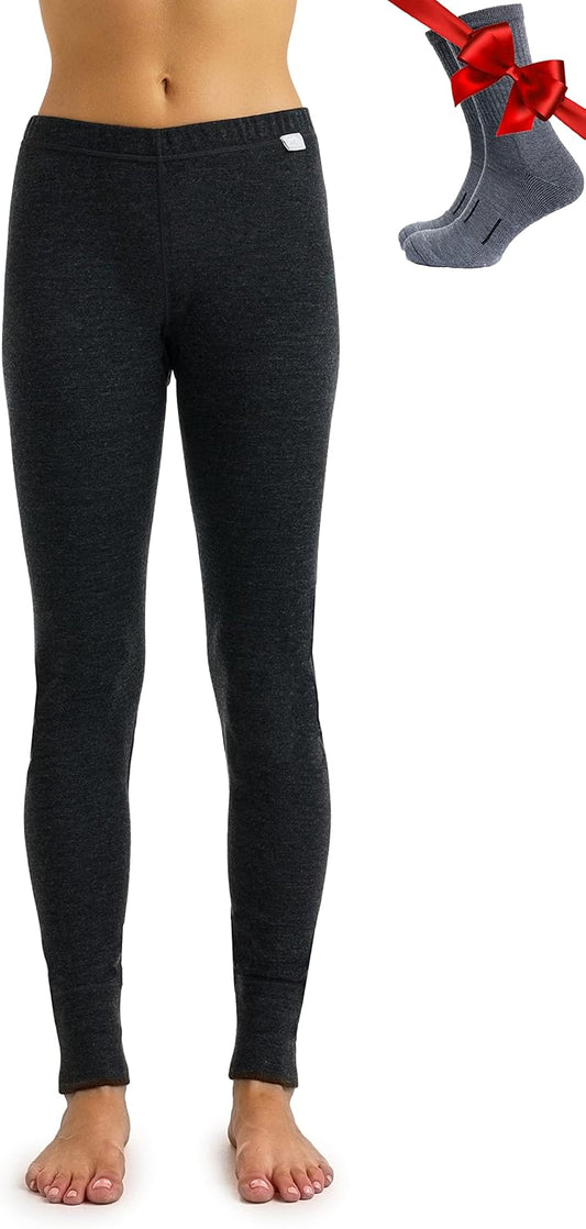 Merino.tech Women's Merino Wool Trousers – 100% Thermal Underwear for Women, Light Merino Wool, Medium, Heavy with Socks
