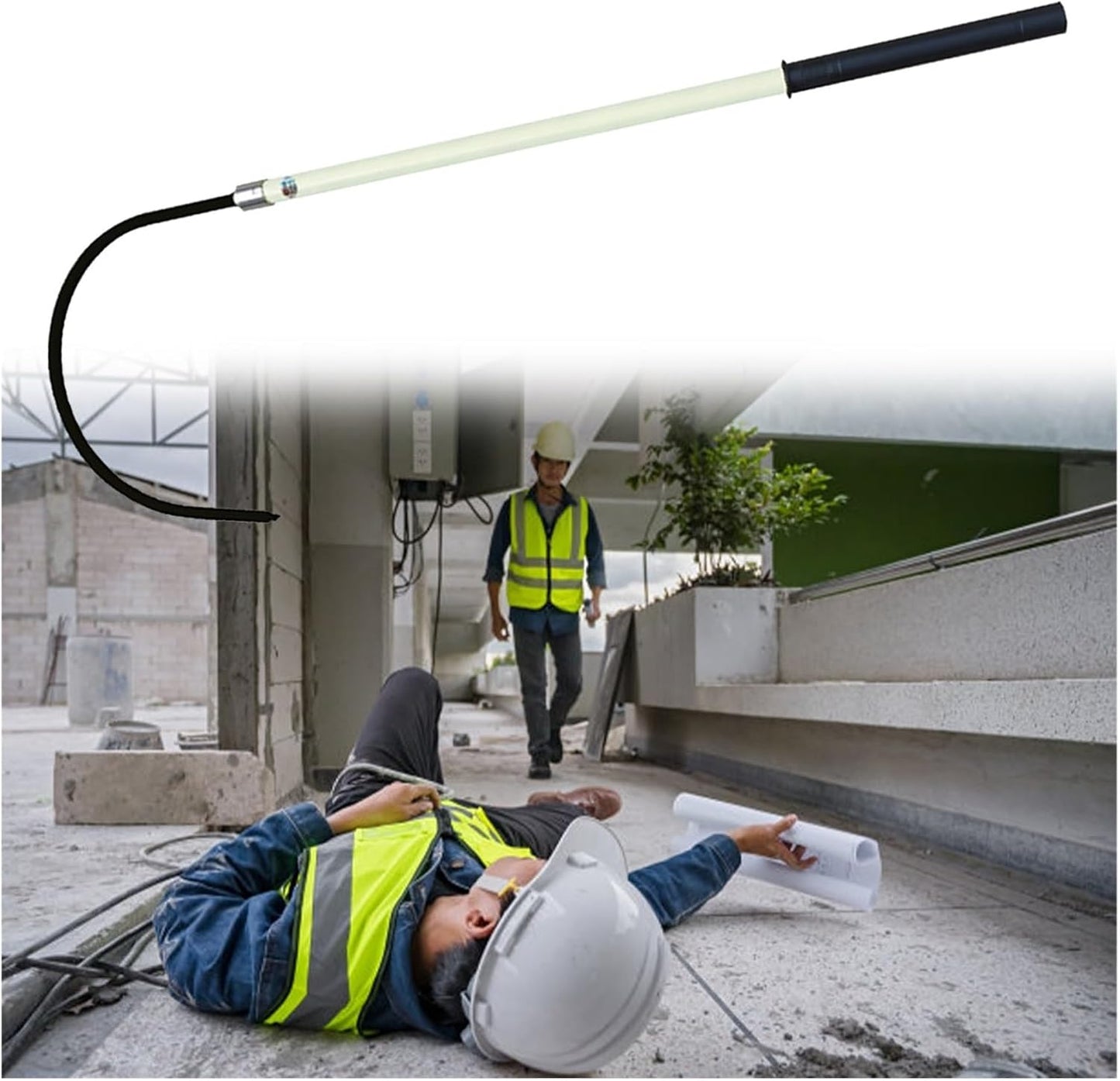 Rescue Hook Stick Electrical Safety Commercial High Voltage Insulated Rescue Hook, Anti-Electrocution Fire Electrical Safety Pole Tool Life-Saving Rod with Non-Slip Handle, for Power Station/Factory E