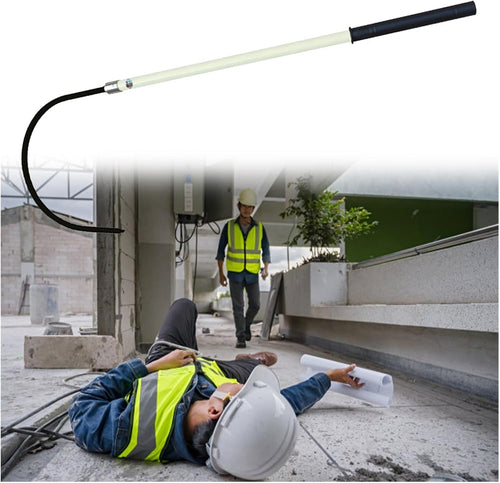 Rescue Hook Stick Electrical Safety Commercial High Voltage Insulated Rescue Hook, Anti-Electrocution Fire Electrical Safety Pole Tool Life-Saving Rod with Non-Slip Handle, for Power Station/Factory E