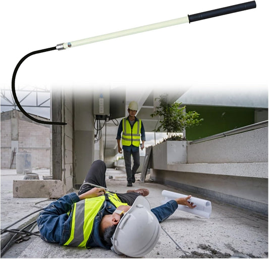 Rescue Hook Stick Electrical Safety Commercial High Voltage Insulated Rescue Hook, Anti-Electrocution Fire Electrical Safety Pole Tool Life-Saving Rod with Non-Slip Handle, for Power Station/Factory E