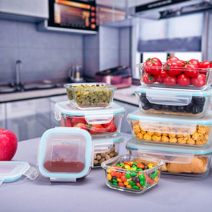 S SALIENT 18 Piece Glass Food Storage Set With Lids, Meal Prep Containers, BPA Free & Leak Proof (9 Lids & 9 Containers)