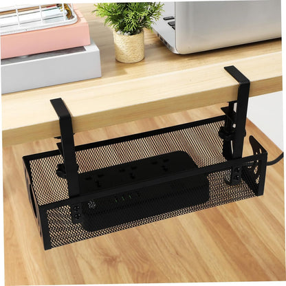 GETAJGHSD 1 Set Under Desk Cable Organizer Tray with Clamp Easy Installation Wire Management Basket for Neat Workspace Ventilated Mesh Design Robust Construction for Cables and Power Strips