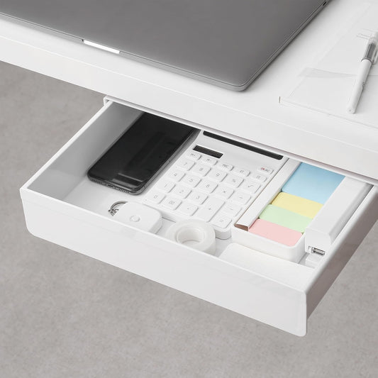 AirTaxiing Under Desk Drawer -Large Under Table Hidden Drawer Desk Accessories & Workspace Organizers Desktop Storage Pencil Slide Out Pull Out Organizer Adhesive Storage Stick on Shelf Tray (Beige)