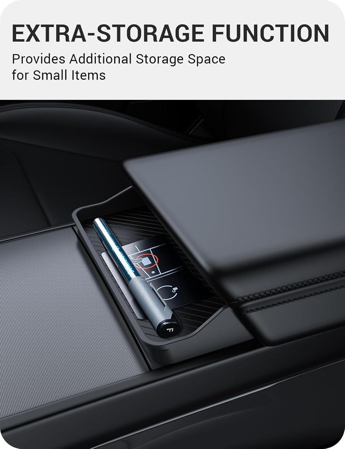 BASENOR Center Console Sunglasses Holder for 2024 2025 Tesla Model 3 Highland Model Y 2025 Refresh (Juniper), Armrest Key Card Phone Holder Storage Box Key Interior Accessories