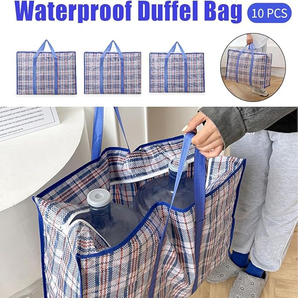 10pcs Extra Large Stripe Storage Bags - Heavy Duty Zip Bags for Moving, Travel, and Packing