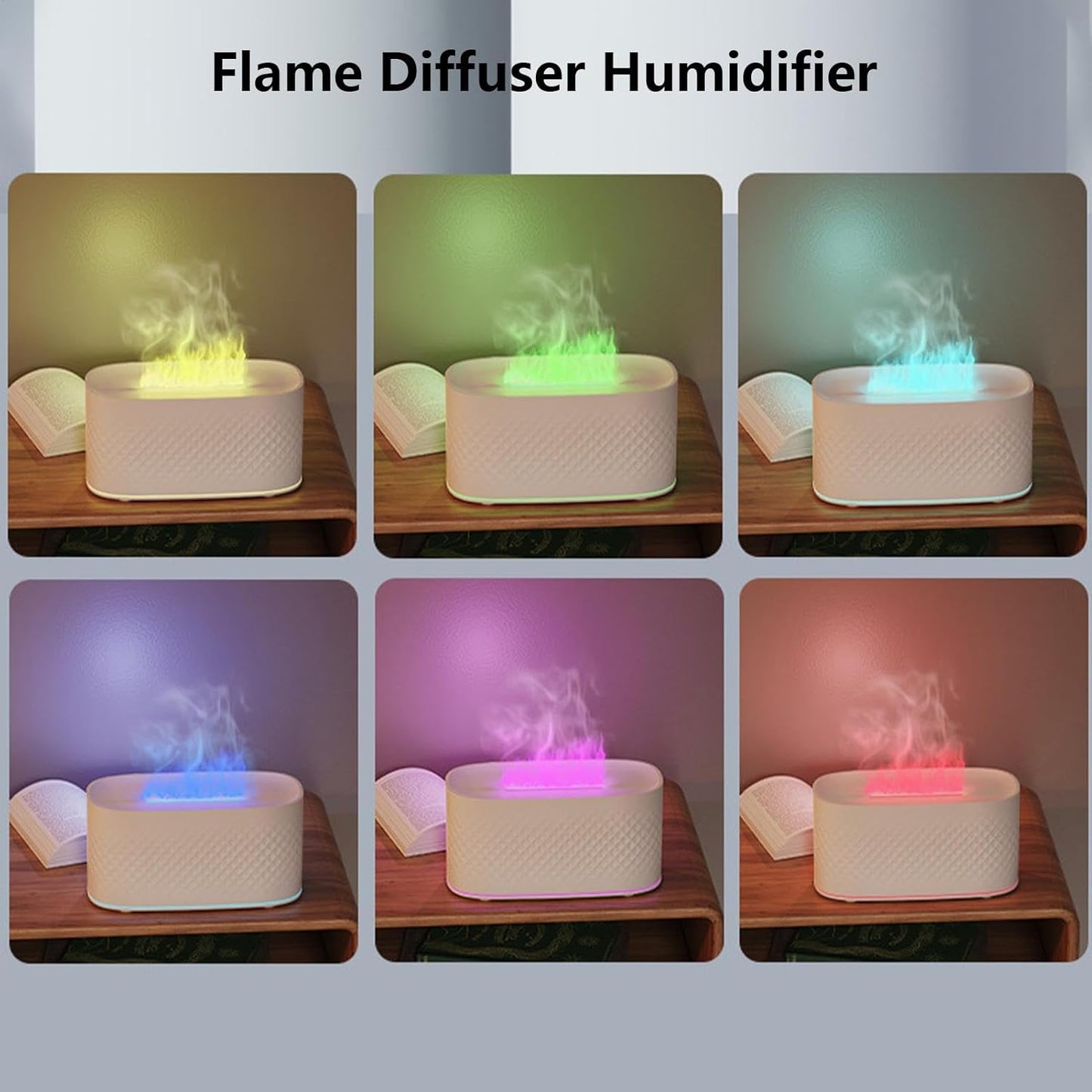 Flame Air Diffuser | Flame Humidifier with Auto Shut-off and USB Charging, 2 Spray Modes Aroma Fire Pit Diffuser Humidifier Flexible Humidity Control Diffuser for