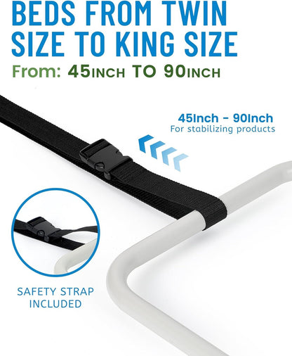 STABASE Bed Rail for Elderly Adults, Adjustable Safety Assist Rail with Storage Pocket, Sturdy Design Supports up to 136 kg, Fits Single, Double, Queen & King Beds, Tool-Free Installation