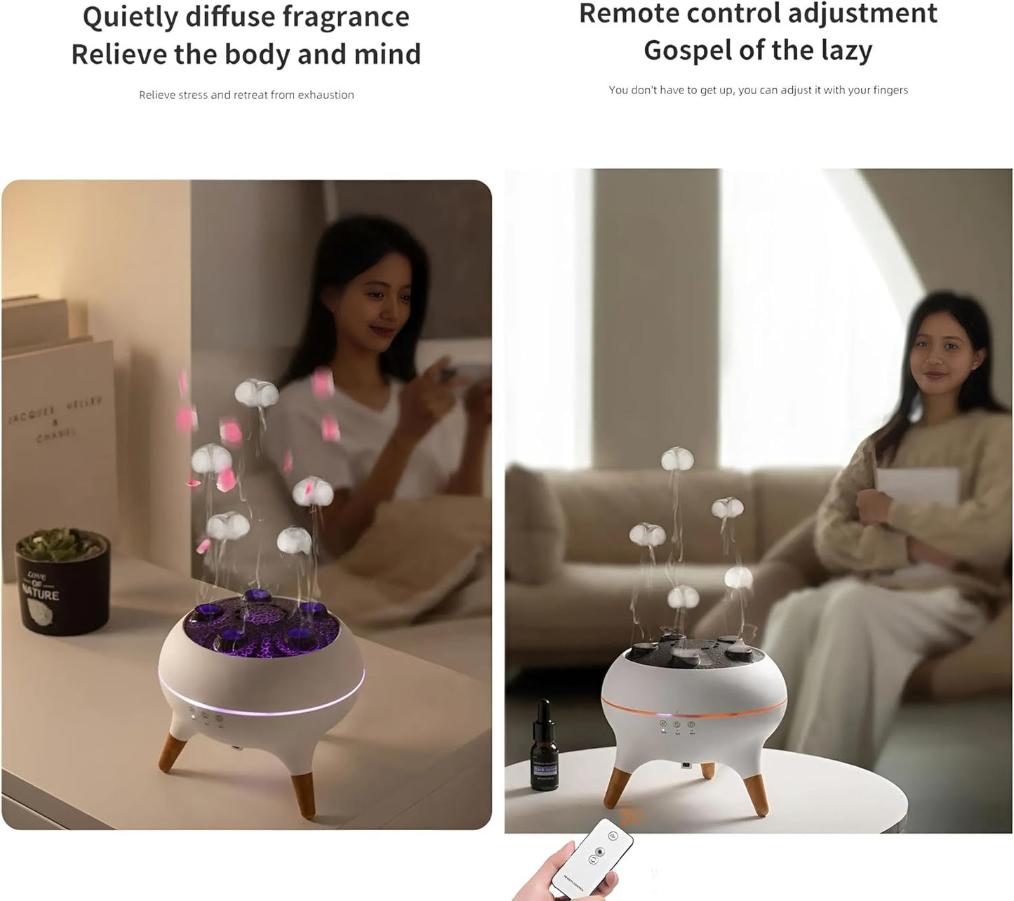 Jellyfish Essential Oil Diffuser – Volcano Mist Air Humidifier with 7 LED Colors, Remote Control & Timer, Creative Aromatherapy Diffuser for Bedroom, Office, Gifts