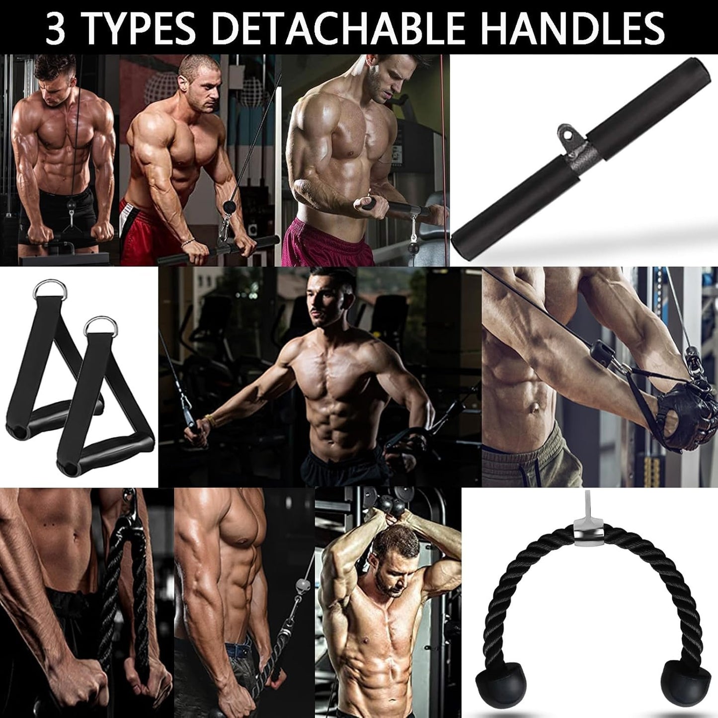 Favuit Weight Cable Pulley System Gym, Fitness LAT and Lift Pulley System Upgraded Weight Pulley System Home Gym Tricep Workout Pulley Attachments for Biceps Curl Tricep Arm Shoulder Workouts